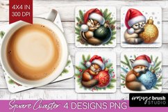 Christmas Animals Square Coaster - Cute Christmas Coaster Product Image 1
