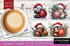 Christmas Animals Square Coaster - Cute Christmas Coaster Product Image 1