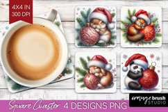 Christmas Animals Square Coaster - Cute Christmas Coaster Product Image 1