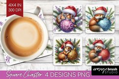 Christmas Animals Square Coaster - Cute Christmas Coaster Product Image 1