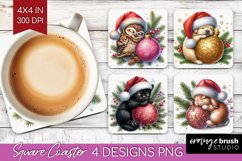 Christmas Animals Square Coaster - Cute Christmas Coaster Product Image 1