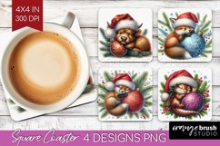 Christmas Animals Square Coaster - Cute Christmas Coaster Product Image 1