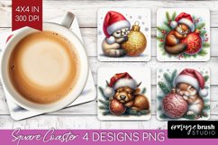 Christmas Animals Square Coaster - Cute Christmas Coaster Product Image 1