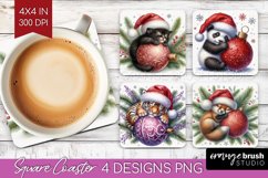 Christmas Animals Square Coaster - Cute Christmas Coaster Product Image 1