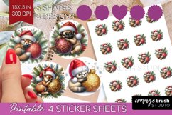 Christmas Animals Round Sticker - Cute Christmas Printable Product Image 1