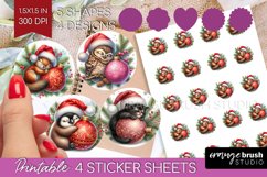 Christmas Animals Round Sticker - Cute Christmas Printable Product Image 1