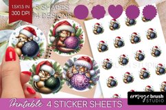 Christmas Animals Round Sticker - Cute Christmas Printable Product Image 1