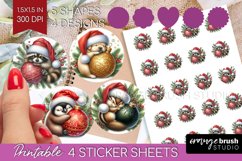 Christmas Animals Round Sticker - Cute Christmas Printable Product Image 1