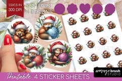 Christmas Animals Round Sticker - Cute Christmas Printable Product Image 1