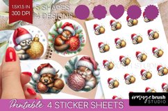 Christmas Animals Round Sticker - Cute Christmas Printable Product Image 1