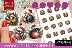 Christmas Animals Round Sticker - Cute Christmas Printable Product Image 1