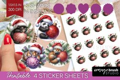 Christmas Animals Round Sticker - Cute Christmas Printable Product Image 1