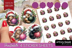 Christmas Animals Round Sticker - Cute Christmas Printable Product Image 1