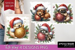 Christmas Animals Tote Bag - Cute Christmas Tote Bag PNG Product Image 1