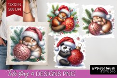 Christmas Animals Tote Bag - Cute Christmas Tote Bag PNG Product Image 1