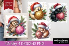 Christmas Animals Tote Bag - Cute Christmas Tote Bag PNG Product Image 1