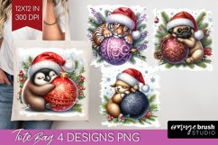 Christmas Animals Tote Bag - Cute Christmas Tote Bag PNG Product Image 1