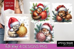 Christmas Animals Tote Bag - Cute Christmas Tote Bag PNG Product Image 1