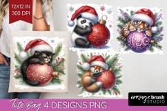 Christmas Animals Tote Bag - Cute Christmas Tote Bag PNG Product Image 1