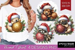 Christmas Animals Round Tshirt Background - Cute Christmas Product Image 1