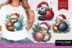 Christmas Animals Round Tshirt Background - Cute Christmas Product Image 1