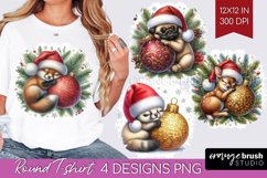 Christmas Animals Round Tshirt Background - Cute Christmas Product Image 1