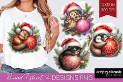 Christmas Animals Round Tshirt Background - Cute Christmas Product Image 1