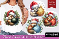 Christmas Animals Round Tshirt Background - Cute Christmas Product Image 1