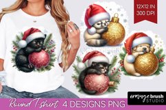 Christmas Animals Round Tshirt Background - Cute Christmas Product Image 1