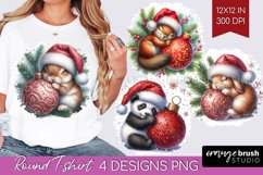 Christmas Animals Round Tshirt Background - Cute Christmas Product Image 1