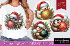 Christmas Animals Round Tshirt Background - Cute Christmas Product Image 1
