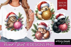 Christmas Animals Round Tshirt Background - Cute Christmas Product Image 1