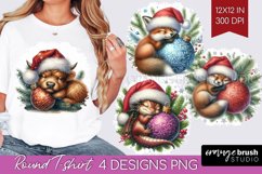 Christmas Animals Round Tshirt Background - Cute Christmas Product Image 1