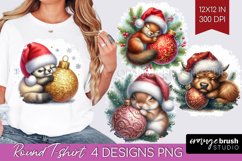 Christmas Animals Round Tshirt Background - Cute Christmas Product Image 1