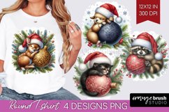 Christmas Animals Round Tshirt Background - Cute Christmas Product Image 1