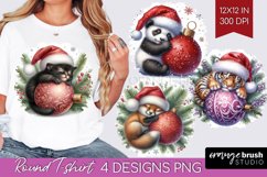 Christmas Animals Round Tshirt Background - Cute Christmas Product Image 1