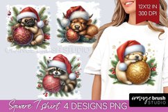 Christmas Animals Square Tshirt Background - Cute Christmas Product Image 1