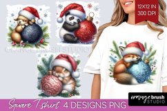 Christmas Animals Square Tshirt Background - Cute Christmas Product Image 1