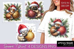 Christmas Animals Square Tshirt Background - Cute Christmas Product Image 1