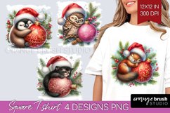 Christmas Animals Square Tshirt Background - Cute Christmas Product Image 1