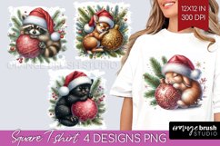 Christmas Animals Square Tshirt Background - Cute Christmas Product Image 1