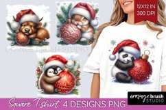 Christmas Animals Square Tshirt Background - Cute Christmas Product Image 1