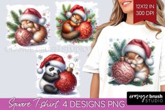 Christmas Animals Square Tshirt Background - Cute Christmas Product Image 1