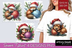 Christmas Animals Square Tshirt Background - Cute Christmas Product Image 1