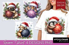 Christmas Animals Square Tshirt Background - Cute Christmas Product Image 1