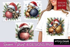 Christmas Animals Square Tshirt Background - Cute Christmas Product Image 1