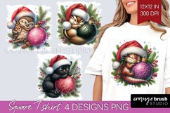Christmas Animals Square Tshirt Background - Cute Christmas Product Image 1