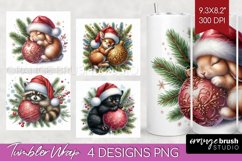 Christmas Animals Tumbler Wrap - Cute Christmas Tumbler PNG Product Image 1