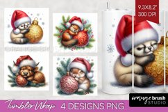 Christmas Animals Tumbler Wrap - Cute Christmas Tumbler PNG Product Image 1