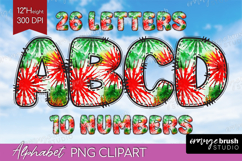 Christmas Doodle Alphabet Clipart - Tie Dye Letters PNG Product Image 1